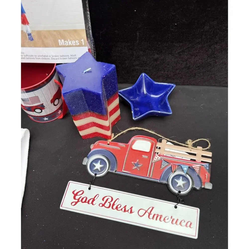 Huge Pier 1 American Flag Patriotic July 4th Serving Table Decor Huge Lot